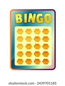 Klassisches Bingo-Brett mit gelben Sechsecken, Vektor-Illustration isoliert auf weiß
