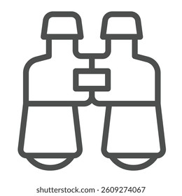Classic binoculars line icon, eco tourism concept. Vector graphics. Binocular spyglass tool, magnifying sign on white background, outline style icon for mobile or web design