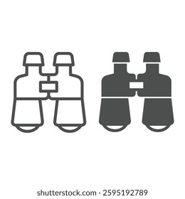 Classic binoculars line and solid icon, eco tourism concept. Vector graphics. Binocular spyglass tool, magnifying sign on white background, outline style icon for mobile or web design