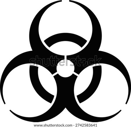A classic biohazard symbol with three interconnected loops and a dot in the center.