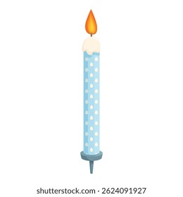 Classic birthday candle with white dots is burning, adding a festive touch to a celebration