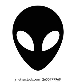 A classic black alien head silhouette with a smooth and simplified design