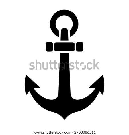 Classic Black Anchor Icon on White Background Nautical Marine Symbol for Stability Travel Security Concepts Vector Illustration