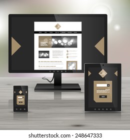 Classic black application template design for corporate identity with rhombus. Stationery set