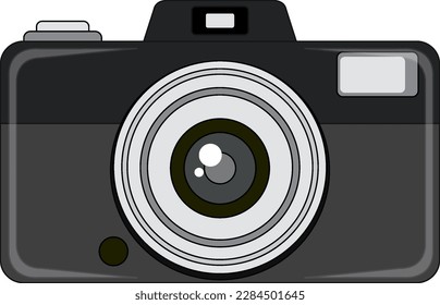 Classic black camera on white background illustration