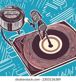 
A classic black cassette player and an old recorder, perfect for vintage enthusiasts who appreciate retro music technology