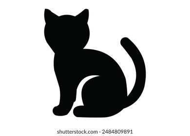 Classic Black Cat Silhouette Vector Icon