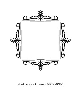 Classic black contour frame monogram. Decorative vector element