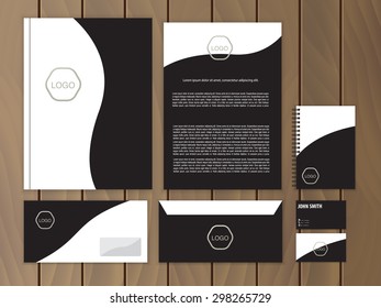 Classic black corporate identity. Stationery design template. Vector documentation for business. 