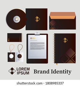 Classic black corporate identity template design with rhombus on white background vector illustration design