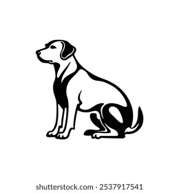 Classic Black Dog Silhouette in Clean Design, Stylish Minimalist Dog Silhouette Vector Art.