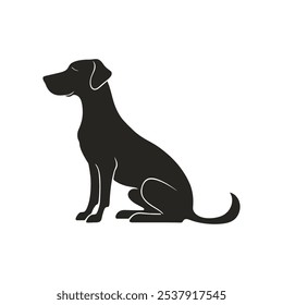 Classic Black Dog Silhouette in Clean Design, Stylish Minimalist Dog Silhouette Vector Art.