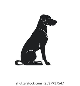 Classic Black Dog Silhouette in Clean Design, Stylish Minimalist Dog Silhouette Vector Art.