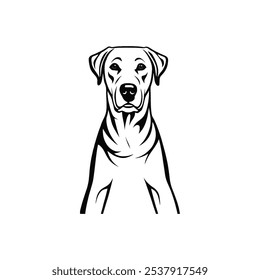 Classic Black Dog Silhouette in Clean Design, Stylish Minimalist Dog Silhouette Vector Art.