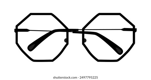 Classic Black Eye Glasses Frame Vector Illustration.	