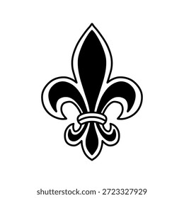 Icono clásico de Vector negro de flor de lis para.. Símbolo de lirio heráldico que representa la Regalías, la nobleza y la herencia francesa. Elemento decorativo elegante para la marca de lujo y el diseño histórico.