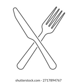 Icono clásico del Vector del cuchillo y de la cuchara negros del tenedor que simboliza la hospitalidad y la vajilla del comedor para la marca del restaurante y la Ilustración vectorial editable de las ilustraciones digitales aislada en un fondo blanco