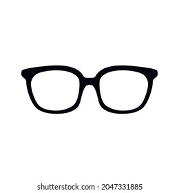 Classic black framed nerd or geek glasses. Hipster frame glasses. Both modern and retro in design. Isolated on white background. Black hipster glasses icon vector illustration.