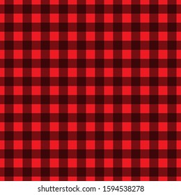 Classic black gingham seamless design pattern on red background - Vector. Suitable for use in fabrics, gift wrap, fashion, crafting, sewing, backgrounds etc.