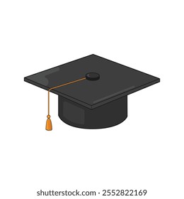 Classic Black Graduation Hat Illustration with Tassel for School and College Projects