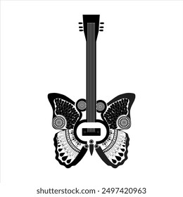 Classic Black Guitar Vector art 