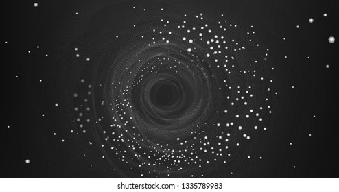 Classic Black Hole with Spiral Galaxy on Cosmic Background.Old and physics planet concept design,vector illustration.