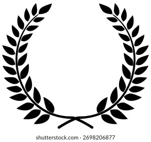 Clásica corona de laurel negro, un símbolo atemporal de la victoria y el logro. Este elegante marco de Vector es perfecto para logotipos, premios, certificados y marcas distinguidas