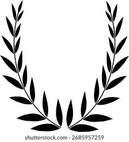 Classic Black Laurel Wreath Vector – Symbol of Honor and Victory