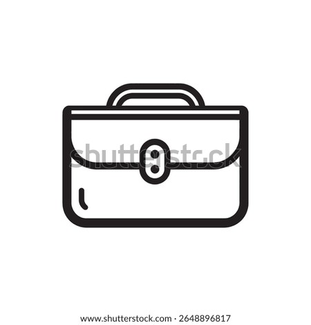 Classic black line drawing of a briefcase. Perfect for minimalist style, representing business, professions, travel, or organizational themes. This briefcase stands out with its clean lines.