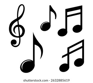 Classic Black Music Notes for Compositions and Branding