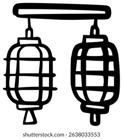 Classic black outline Japanese lantern.