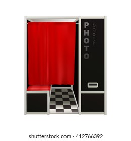 Classic Black Photo Booth With Red Curtain
