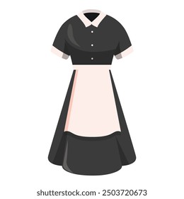 Classic black and pink maid uniform dress with white apron, a symbol of domestic service and cleanliness