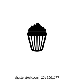 Classic black popcorn cup icon, ideal for cinema related graphic design.