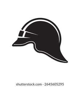 Classic Black Silhouette Icon of a Helmet 