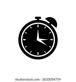 Classic black stopwatch time management icon.