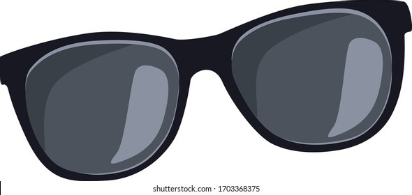 Classic black sunglasses vector illustration in flat style. Isolated on white background. Summe rtime holiday elements  icon. Eyewear protecting eyes from sun rays. 