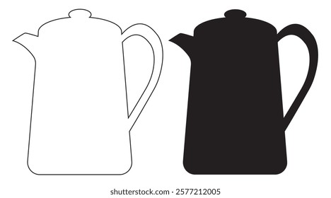 Classic Black Tea Kettle Style Vector Design