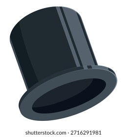 Chapéu superior preto clássico, ligeiramente inclinado para a frente, sugerindo elegância e sofisticação