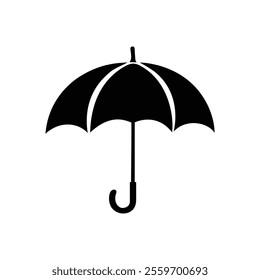 Classic black umbrella icon with a clean minimalistic design for versatile use

