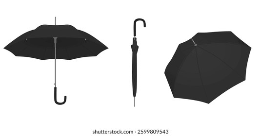 Classic black umbrella. vector illustration