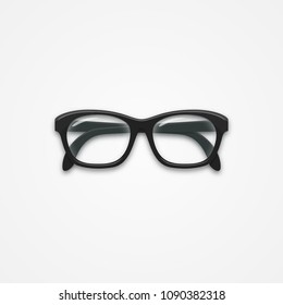 Classic black vector glasses on white background