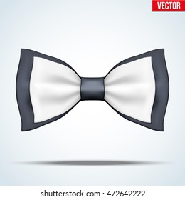 Classic Black and white bow tie. Fashion and trendy symbol. Editable Vector illustration Isolated on background.