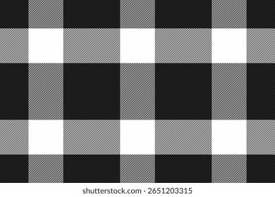 Classic black and white buffalo plaid pattern.  Versatile design ideal for fashion, home decor, or web backgrounds.  Subtle texture adds depth and sophistication.