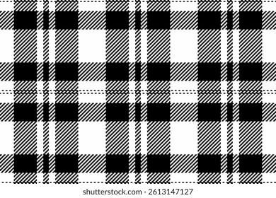 Classic black and white checkered pattern. Seamless plaid design, ideal for backgrounds, textiles, crafts, or digital art projects. Versatile and timeless texture.