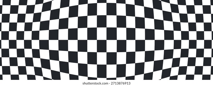 Grade xadrez preto e branco clássico com quadrados alternados cria um design de linha de chegada de corrida intemporal perfeito para ilustrações vintage automobilismo e gráficos retrô.