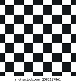 Classic Black and White Chessboard Squares Seamless Pattern Design for Strategy Games, Board Game Design, Abstract Geometric Background, Checkered Art.