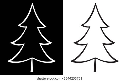Classic Black and White Christmas Tree Silhouettes – Festive Vector Collection