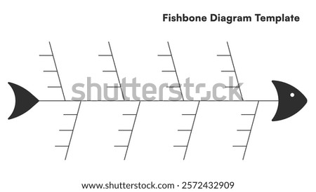 Classic Black and White Fishbone Diagram Template for Root Cause Analysis
