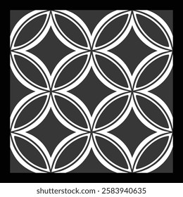 Classic Black and White Floral Vector Pattern | Decorative Geometric Tile for Fashion, Fabric, Interior and  Carpet | Timeless Digital Texture with Ornamental Beauty and Sophisticated Artistic Design.